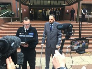 Pc Gareth Phillips on crutches last October outside Birmingham Crown Court after car thief Mubashar Hussain was jailed for 12 years