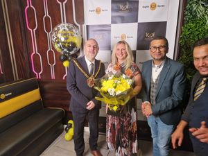 Wolverhampton mayor Craig Collingswood with singer Lauren Martin