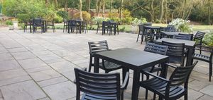 There's space outside for people to enjoy the sunshine on a nice day