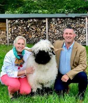 Hayley and Phil Garrod with their Valais Blacknose Sheep