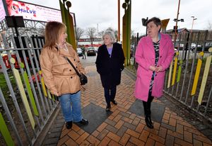 Reform's Ann Widdecombe visits Bescot Station, Walsall, where Rhiannon Whyte was murdered. She is pictured with Reform's Elaine Williams and mother of Rhiannon, Siobhan Whyte.