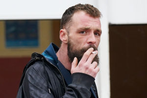 Football fan Jamie Arnold, 31, outside the court