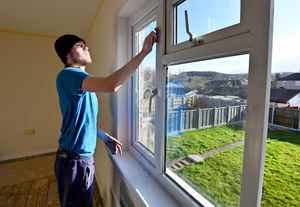 Student Tyler Downs working on the property