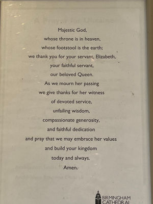 A special prayer on behalf of Birmingham Cathedral