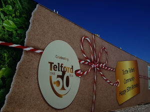 Supporting image for story: Telford roundabout gift-wrapped to keep new look hidden