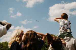 Families enjoyed watching the plane flyover