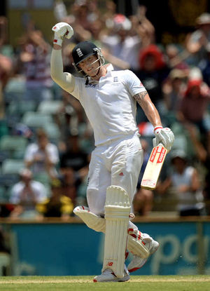 England's Ben Stokes celebrates scoring 100 not out