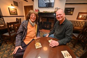 Christine Tristem and her son: Marc Jaehn enjoy a drink in the Railway Tavern