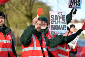 Picket lines at the Dudley Ambulance hub on Burton road