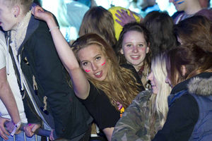 A reveller as Moneypenny DJs