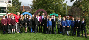Year 7 pupils at Oldbury Wells School and pupils from St Leonard’s, Castlefields and Alveley schools with Kay Ferriday Headteacher St Leonard’s, Sarah Godden Headteacher Oldbury Wells and Executive Head of the Trust, Paul O’Malley Headteacher Alveley and Jackie Hampson Headteacher Castlefields.