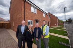 Adrian Eggington with Linda Leach, Steve Evans and Daniel Thomas at the new homes.