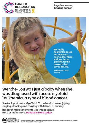 Wendie-Lou's poster is in Cancer Research UK shops up and down the country