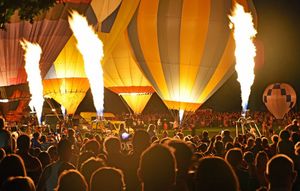 The night glow lights up Oswestry Balloon carnival. Photo: Graham Mitchell