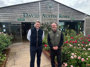 Left, Chris Hodson of Bradford Estates with Tim Smith of David Austin Roses