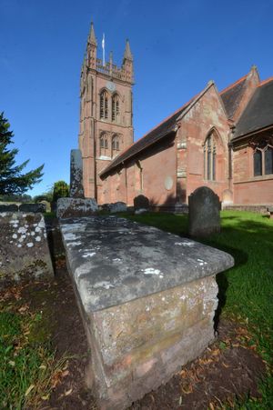 The tombs can be found next to the church
