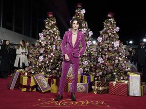 Supporting image for story: Timothee Chalamet dazzles in velvet suit at world premiere of Wonka
