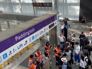 Passengers at Paddington Station in London, after London Underground services were suspended