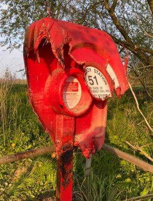 Vandals set fire to the life ring at the fishing pool at Pimley Manor, Shrewsbury