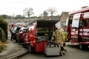 Emergency services at the incident in Cressage
