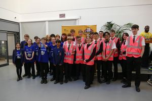 Team Snapwire (left) with Team Wider Horizons (right) from Mary Webb School and Science College