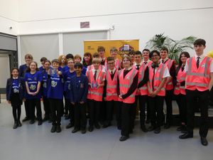 Team Snapwire (left) with Team Wider Horizons (right) from Mary Webb School and Science College
