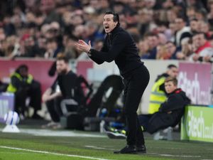 Aston Villa manager Unai Emery gestures on the sidelines