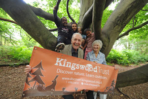 Patrons of the trust Hugh Porter MBE and Anita Lonsbrough MBE, with pupils from Woden Primary School, Nyasha, Shardanay, Lillian, and Aaliyah, all aged 7, at The Kingswood Trust, Kingswood Wolverhampton