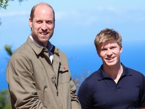 The Prince of Wales and Robert Irwin during a visit to Signal Hill near Cape Town