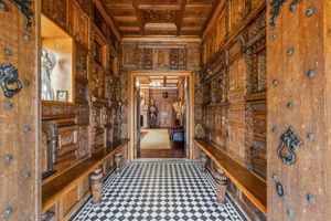Burlton Hall entrance-porch, picture via: Rightmove and Knight Frank