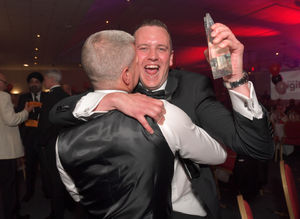 James Hateley from Formbend celebrates his win