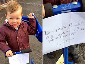 Supporting image for story: 'To Charlie, my Dad fixed your scooter': Newport boy's delight at act of kindness