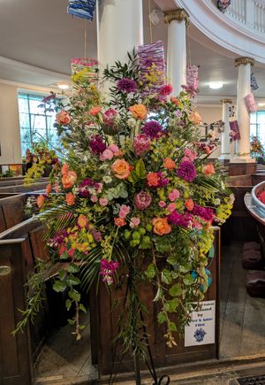 Colourful pedestal by Anne Flint 