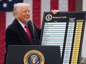 President Donald Trump speaks during an event to announce new tariffs in the Rose Garden at the White House