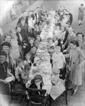 A victory tea party held on May 24, 1945 in Whitmore Road, Wollaston, Stourbridge