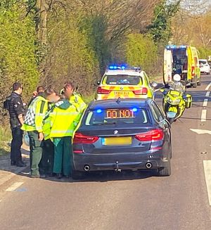 Emergency services at the scene on the A41 last year. Photo: Market Drayton Fire Station