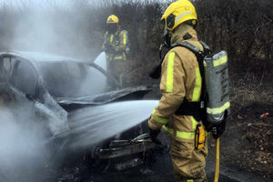 Firefighters tackle the blaze. Photo: @SFRS_Ludlow