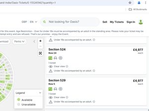 Supporting image for story: Oasis ballot tickets listed on reselling websites for thousands of pounds