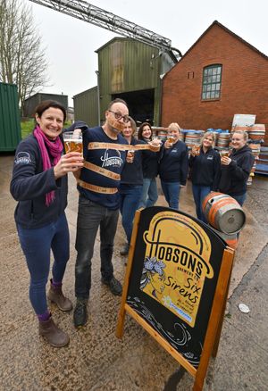 Hobsons Brewery in Cleobury Mortimer and to celebrate International Women's Day the women have taken over the brewery to make there own special brew: Six Sirens. Pictured is owner: Nick Davis, and Hobsons women:  Kate Pearce, Carol Wilson, Olena Konieva, April Graver, Bonnie Simmonds and Becks Rollings.