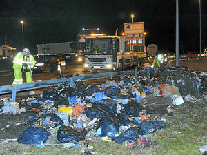Supporting image for story: Chaos as bin lorry overturns in Lichfield