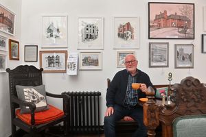 Local artist Sean Drumm and some of his work