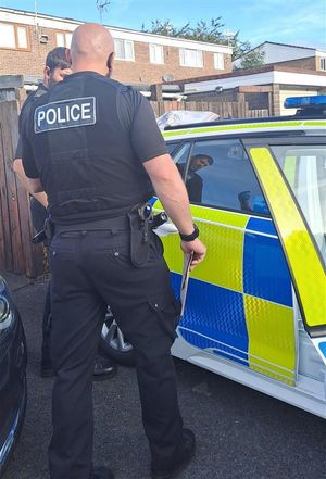 Officrs at the address on Wednesday