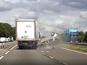 Supporting image for story: Woman three times over drink-drive limit filmed smashing into lorry and rolling over