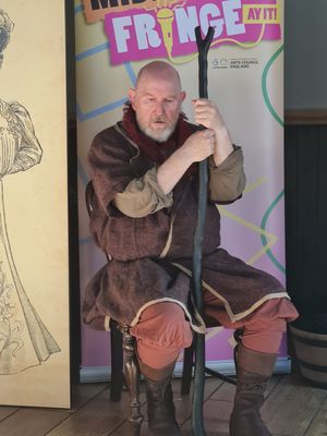 Alex McSherry getting into character just before the play