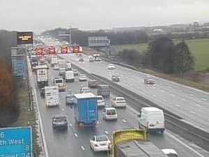 Supporting image for story: Long M6 delays after crash and spillage north of Wolverhampton