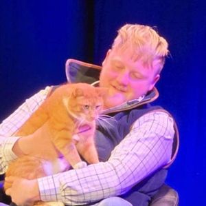 Kaleb Cooper on stage with Fizz at the Albert Hall in Llandrindod Wells
