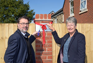 Chairman of Powis Estates, Jonathan Clive, formally opens the development with Councillor Heather Kidd.