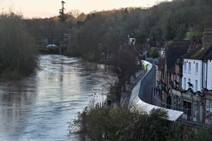 The flood barriers in Ironbridge went up on Monday