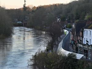 The flood barriers in Ironbridge went up on Monday