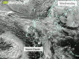 Supporting image for story: Storm Ciarán: 'Explosive cyclogenesis' underway in the Atlantic as weather system deepens